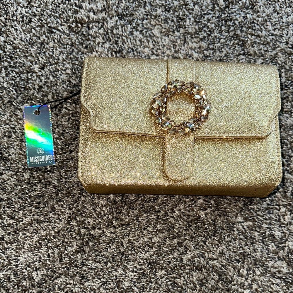 Missguided Gold Clutch Bag